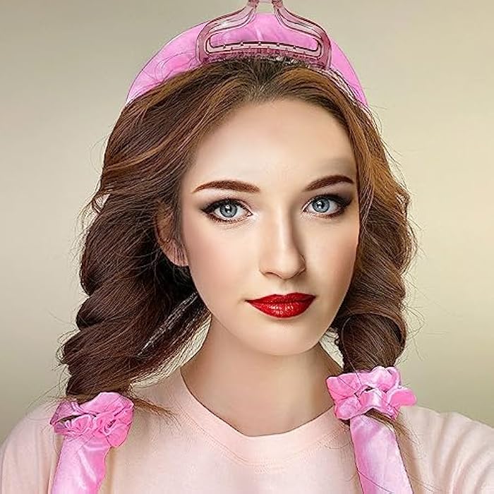 RYTABEE Heatless Curling Iron - Satin & Rubber Material - Creates Beautiful Curls Overnight - No Heat Required, Pink - Image 4